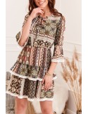 Patterned dress with ruffles 10865 - Online store - Boutique